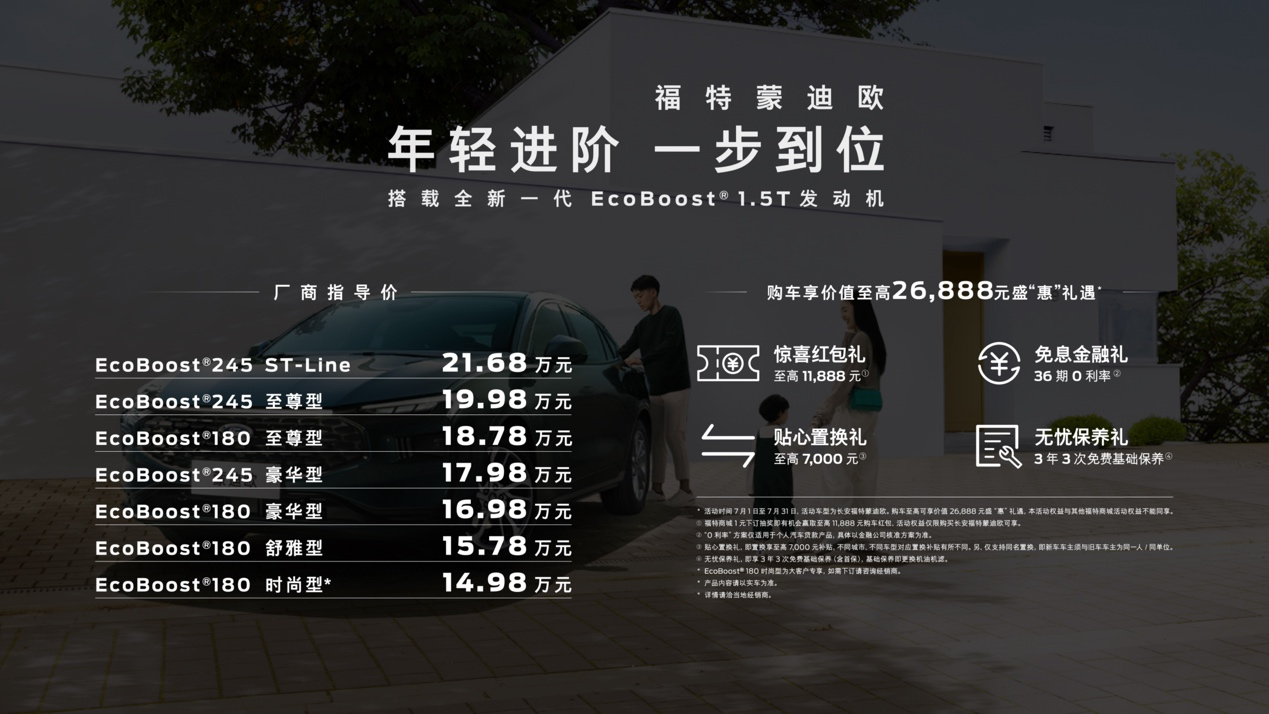 全新蒙迪欧1.5T车型上市 拥有更好的燃油经济性 指导价14.98万起￼